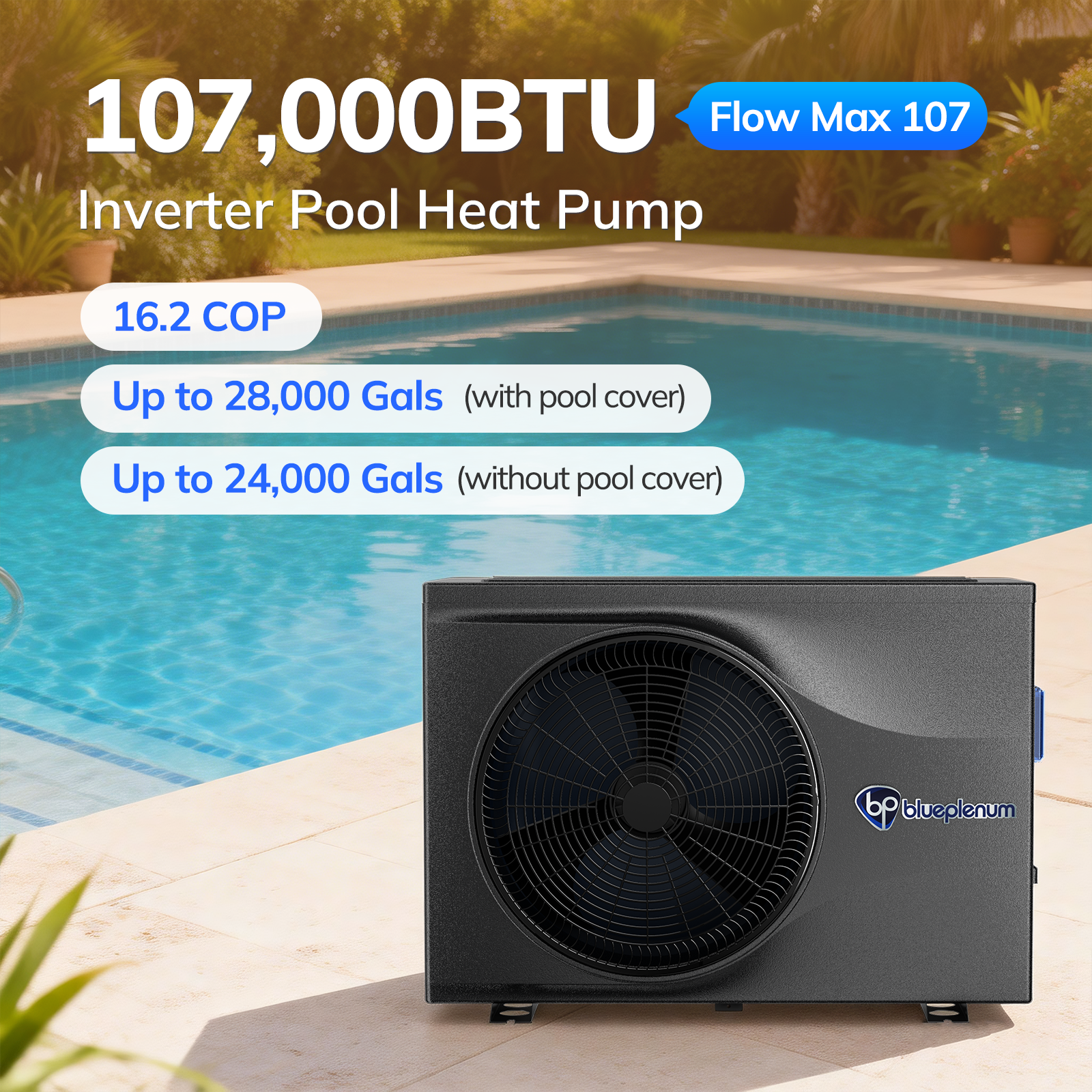 Inverter Pool Heat Pump Flow Max 107
